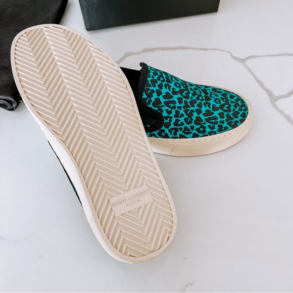 Saint Laurent Venice Slip-on Sneakers Blue Leopard - Picture 3 of 5